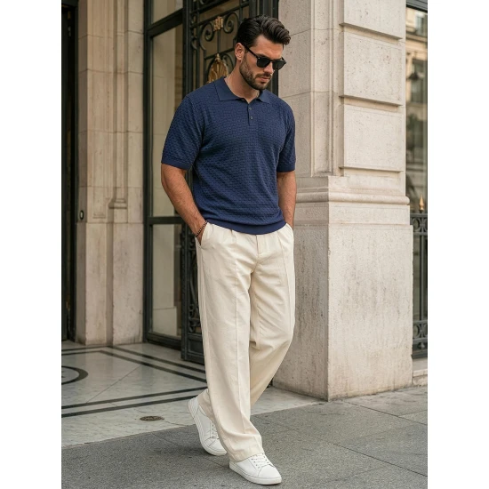 Vyriški tamsiai mėlyni polo marškinėliai Style POLO marškinėliai