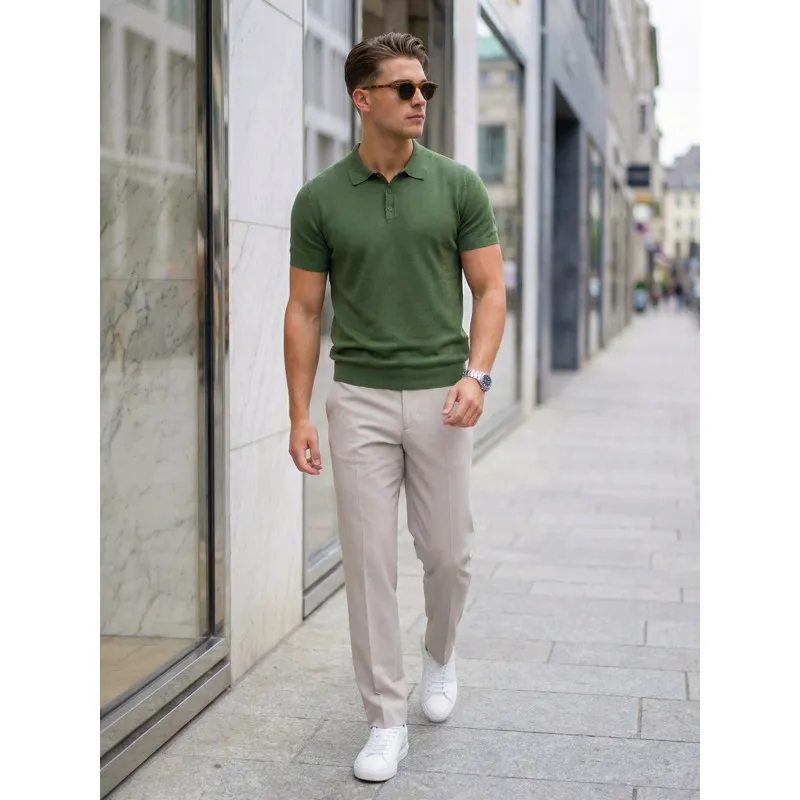 Men's Green Vibe Polo Shirt POLO T-shirt