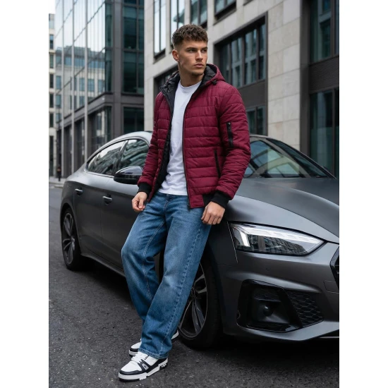 Vyriška pavasarinė - rudeninė striukė bordo spalvos Nosal Rudeninės / Pavasarinės