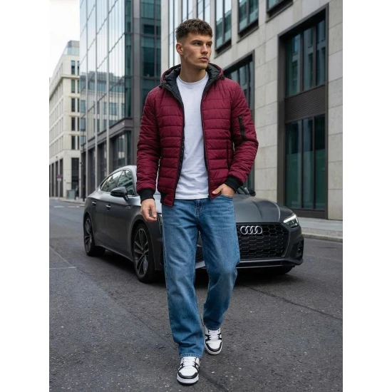 Vyriška pavasarinė - rudeninė striukė bordo spalvos Nosal Rudeninės / Pavasarinės