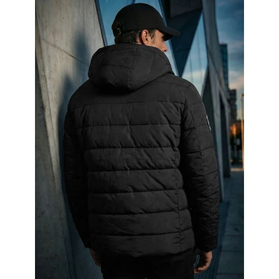 Vyriška juoda striukė su gobtuvu Hari