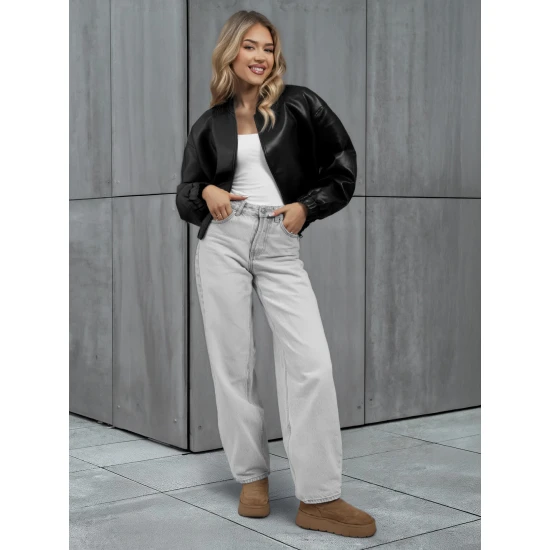 Moteriška juoda odinė striukė Ketrin