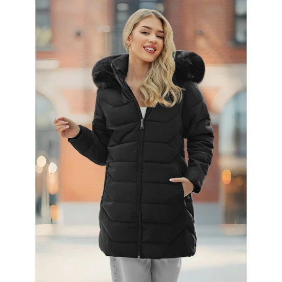 Juoda moteriška žieminė striukė Tamira Moteriškos striukės