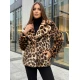 Moteriška ruda kailinė striukė su gyvūniniu raštu Leopard Moteriškos striukės
