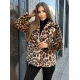 Moteriška ruda kailinė striukė su gyvūniniu raštu Leopard Moteriškos striukės