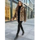 Moteriška ruda kailinė striukė su gyvūniniu raštu Leopard Moteriškos striukės