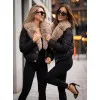 Reine Women's Black Winter Jacket with Fur Trim