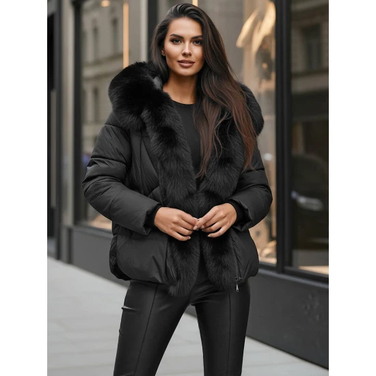 Moteriška juoda žieminė striukė Lota