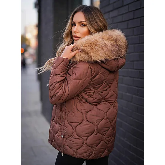 Women's brown winter jacket Lumor