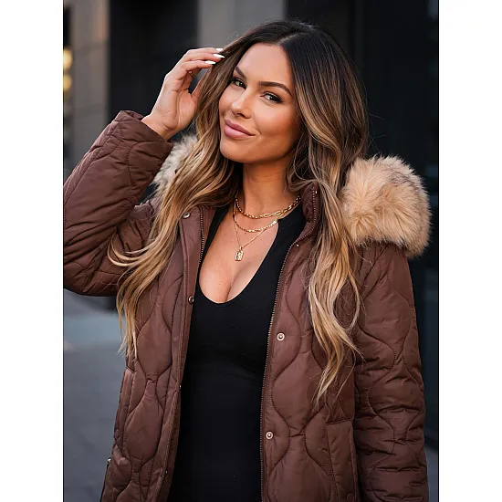 Women's brown winter jacket Lumor