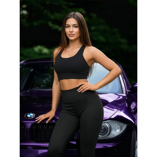 Moteriškos juodos plačios tamprės Sport