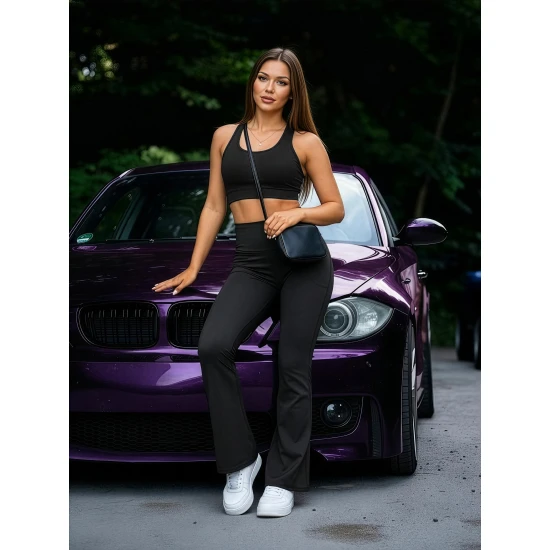 Moteriškos juodos plačios tamprės Sport