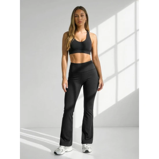 Moteriškos plačios juodos spalvos kelnės Siden Laisvalaikio kelnės