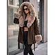 Mika Women's Brown Coat with Fur Trim