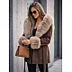 Mika Women's Brown Coat with Fur Trim