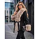 Breda Women's Black Coat with Tan Fur Trim