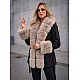 Breda Women's Black Coat with Tan Fur Trim