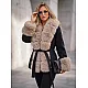 Breda Women's Black Coat with Tan Fur Trim