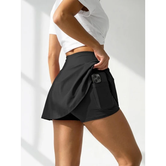 Moteriškas juodos spalvos sijonas- šortai Melani JS/17K590/3