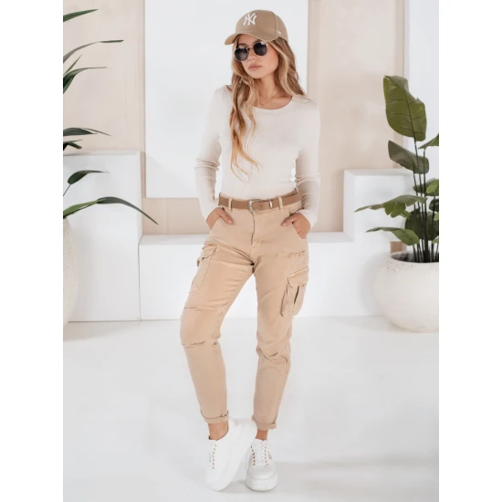 Moteriškos rusvos spalvos kelnės Cargo