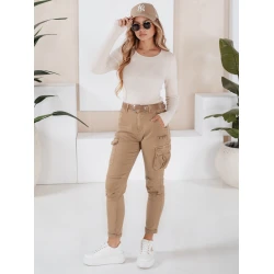 Moteriškos rudos spalvos kelnės Cargo