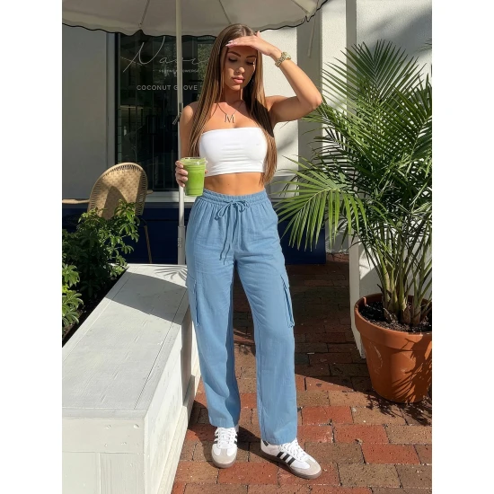 Moteriškos mėlynos kelnės Taylor Džinsai ir Kelnės