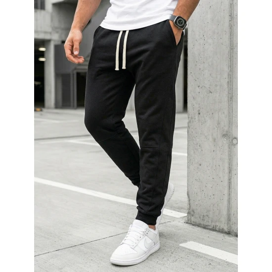 Vyriškos juodos spalvos kelnės Base Laisvalaikio kelnės