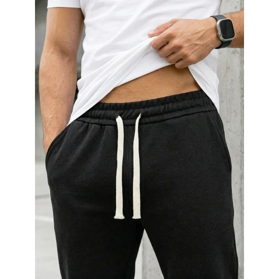 Vyriškos juodos spalvos kelnės Base Laisvalaikio kelnės