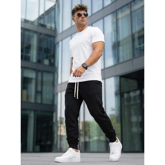 Vyriškos juodos spalvos kelnės Bold Laisvalaikio kelnės