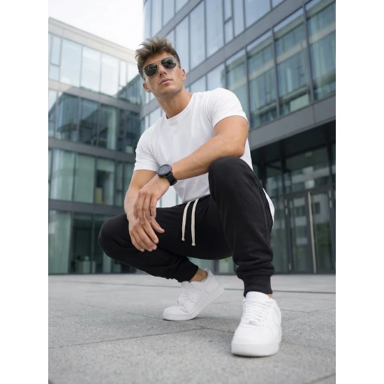 Vyriškos juodos spalvos kelnės Bold Laisvalaikio kelnės