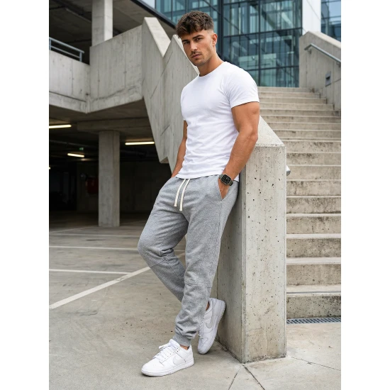 Vyriškos pilkos spalvos kelnės Base Laisvalaikio kelnės