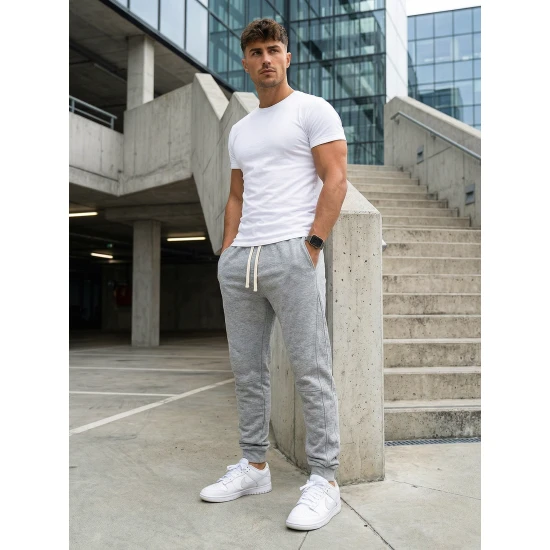 Vyriškos pilkos spalvos kelnės Base Laisvalaikio kelnės