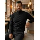 Vyriškas juodas megztinis su aukštu kaklu Melba