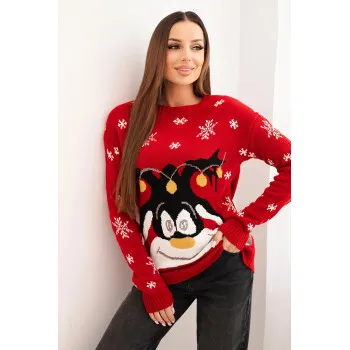 Women's red Christmas jumper with deer Deer