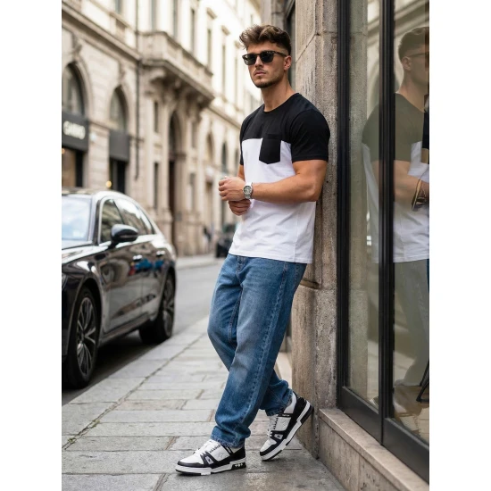 Vyriški balti/juodi marškinėliai Billy Marškinėliai