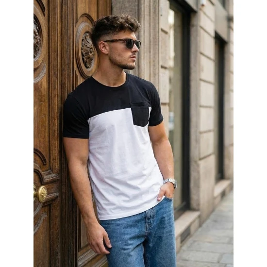 Vyriški balti/juodi marškinėliai Billy Marškinėliai