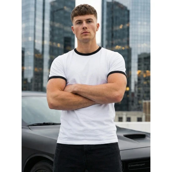 Vyriški balti marškinėliai Manter Vienspalviai marškinėliai