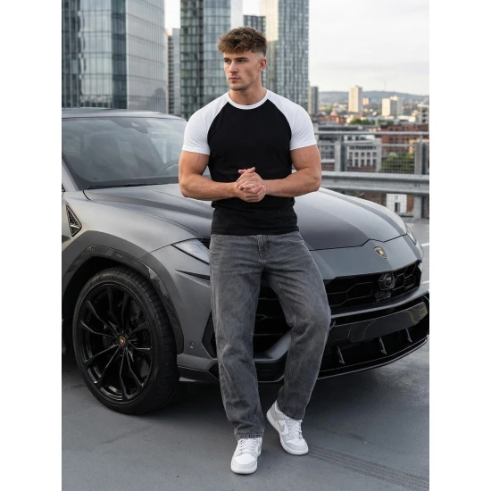 Vyriški juodi/balti marškinėliai Arnol Marškinėliai