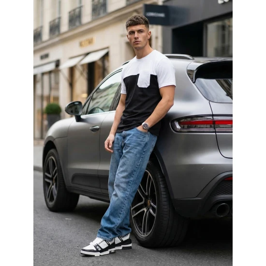 Vyriški juodi/balti marškinėliai Billy Marškinėliai