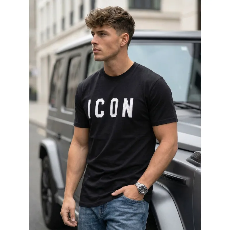 Men's black T-shirt Icon Koszulka z napisami