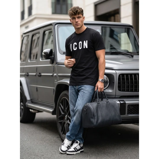 Vyriški juodi marškinėliai Icon Marškinėliai su užrašais