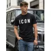 Men's black T-shirt Icon Koszulka z napisami
