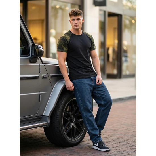 Vyriški juodi/kamufliažiniai marškinėliai Arnol Marškinėliai