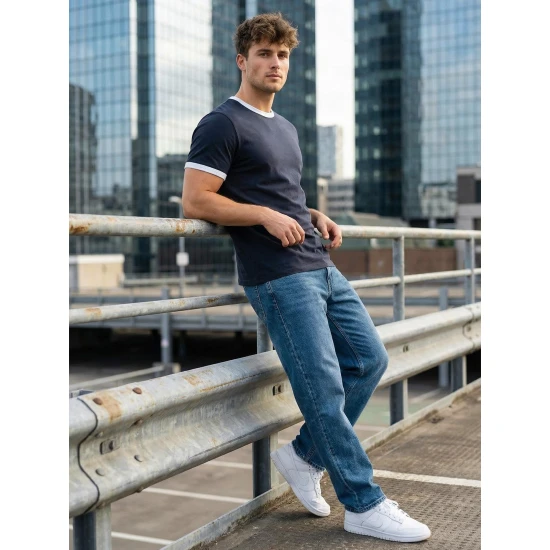 Vyriški tamsiai mėlyni marškinėliai Manter Vienspalviai marškinėliai