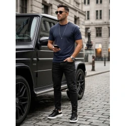 Vyriški tamsiai mėlyni marškinėliai Cliff