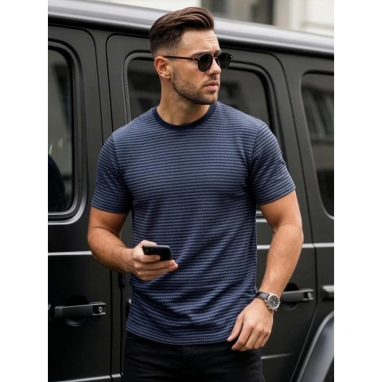 Vyriški tamsiai mėlyni marškinėliai Cliff Marškinėliai