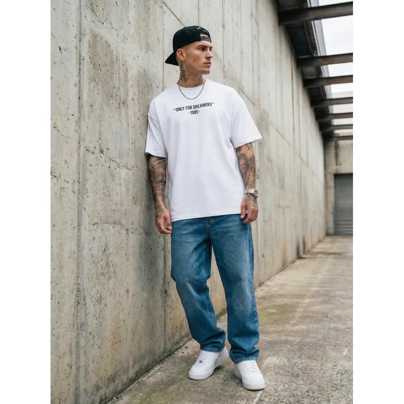 Vyriški balti oversize marškinėliai Dreamers Marškinėliai su užrašais