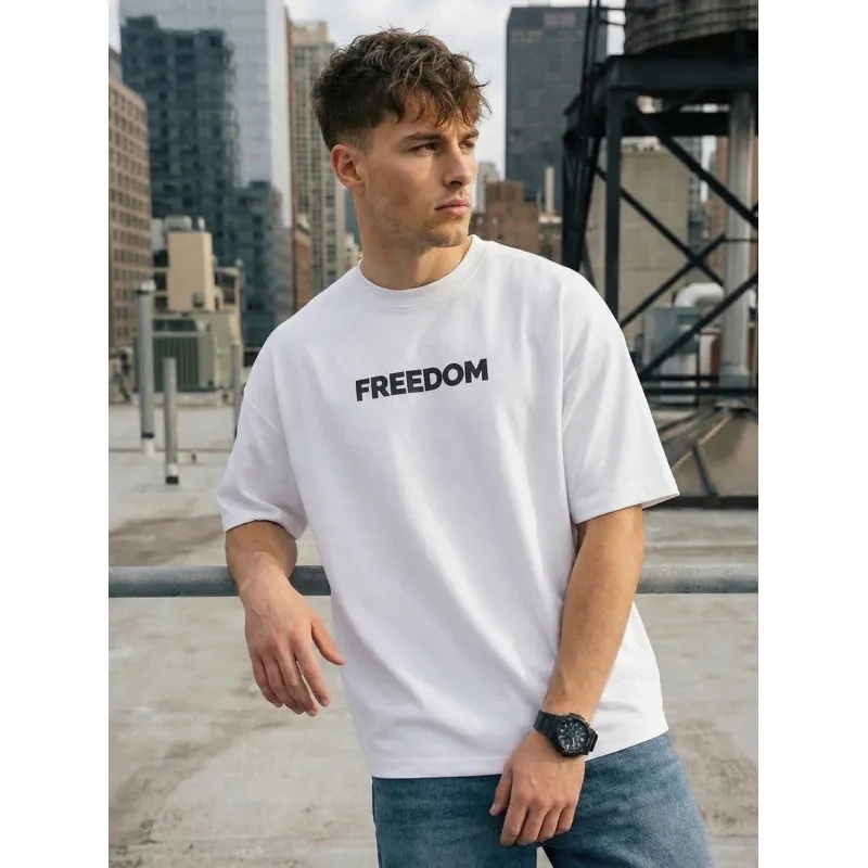 Vyriški balti marškinėliai Freedom Marškinėliai su užrašais