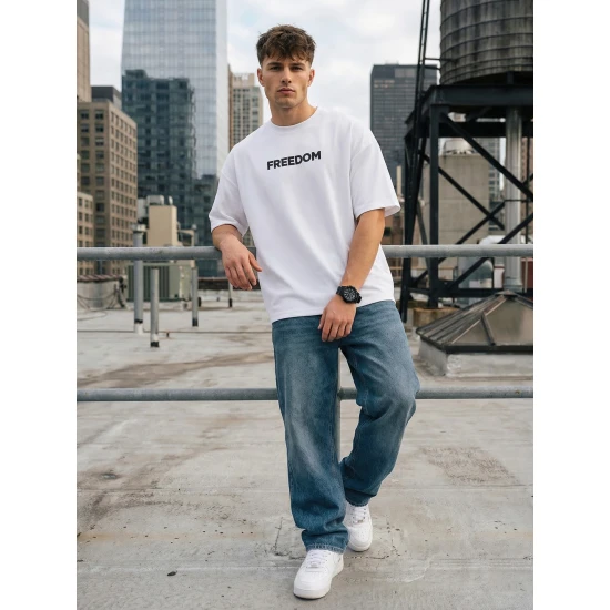 Vyriški balti marškinėliai Freedom Marškinėliai su užrašais