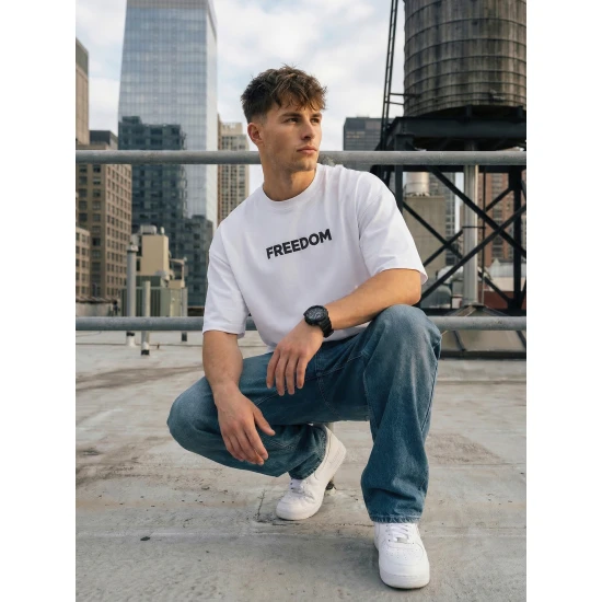 Vyriški balti marškinėliai Freedom Marškinėliai su užrašais